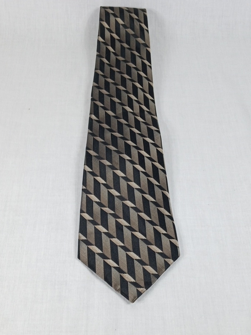 Arrow Black and Taupe Geometric Silk Tie